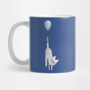 Funny watercolor grey cat with balloon Mug